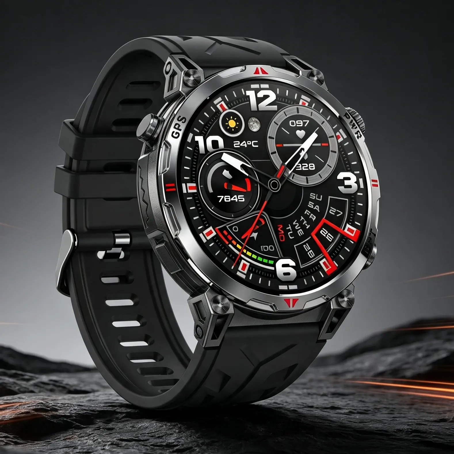New Military Outdoor GPS SmartWatch Built GPS Compass Altimeter Barometer 3ATM Waterproof 650mAh Sports Bracelet Men