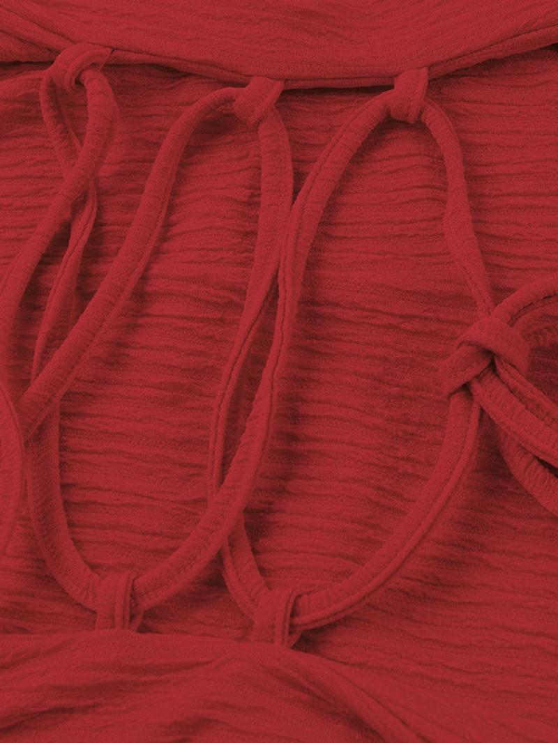 Women's Plain Lace Up Tie Back Flounce Sleeve Dress, 1 Count Elegant Square Neck Long Sleeve A Line Dress for Party Holiday Wedding Guest, Ladies Spring&Fall Clothes