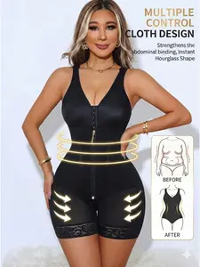 1 piece of black faja shapewear Columbia lingerie women's one-piece shapewear with buckle zipper dual control shaping beauty clothing, hip lifting and leg binding bodysuit jumpsuit Compression Shapewear Underwear