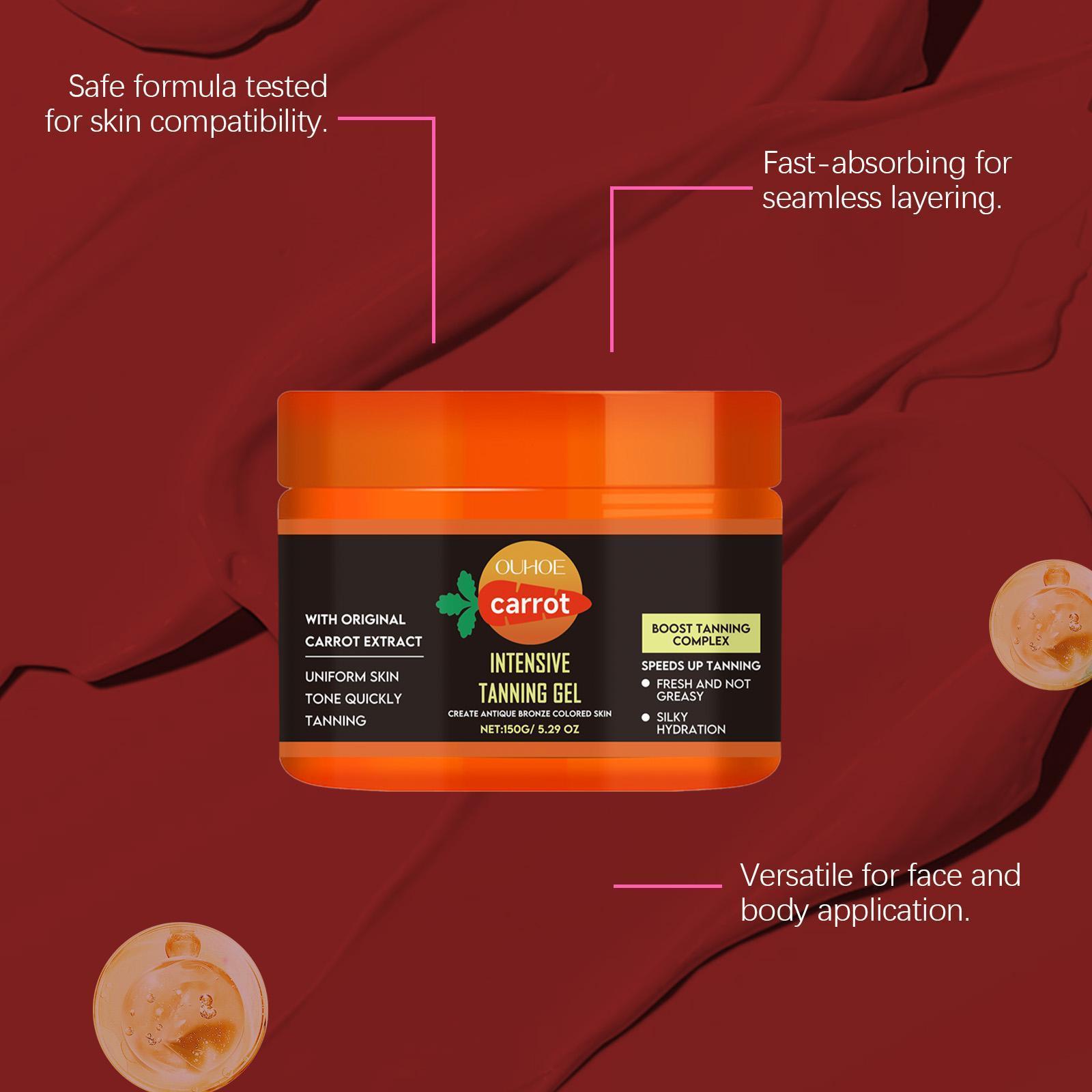 Carrot Deep Tan Gel, Waterproof Formula, Rich in Vitamin a & E, Moisturizing and Nourishing, Ideal for Beach Vacations, 1 Bottle or 2 Bottles