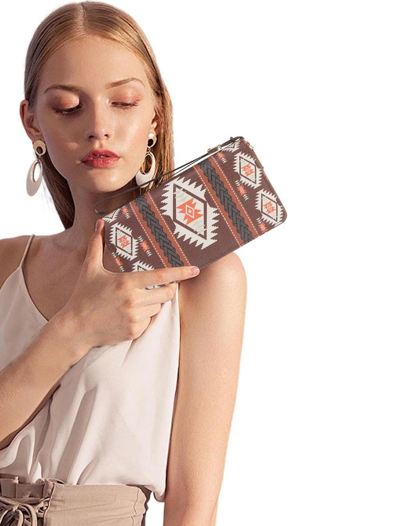 Boho Style Long Wallet, Fashionable Zipper Around Wallet for Women, Casual Trendy Versatile High-quality Daily Wallet