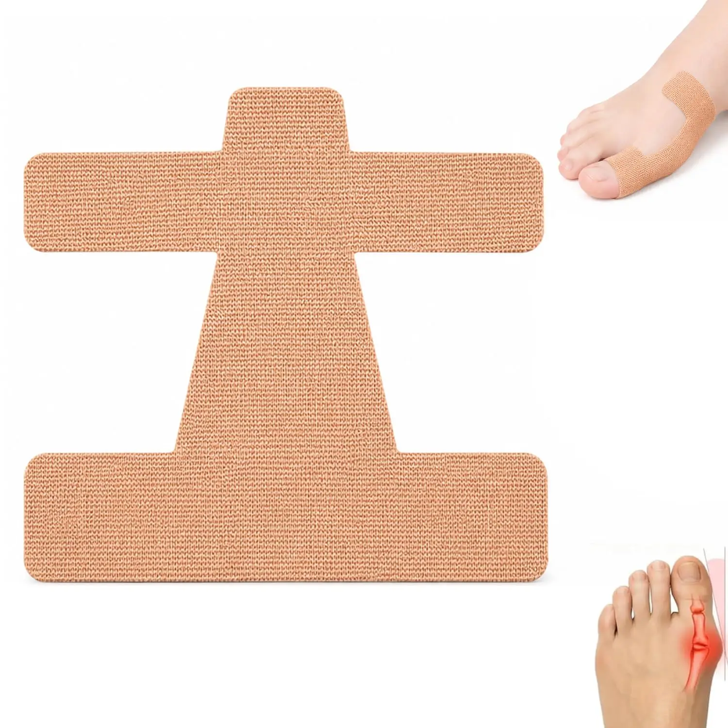 40 Pcs Pre-Cut Bunion Support Tape, Elastic Breathable Latex-Free Kinesiology Tape, Self-Adhesive Hallux Valgus Toe Strips, Skin-Friendly Foot Care Support Strips for Men Women Daily Use (Skin color)