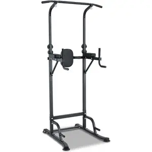 Adjustable Power Tower Pull Up & Dip Station Multifunction Strength Training Equipment 880LBS Capacity Space-Saving Standalone Chin Up Bar Black