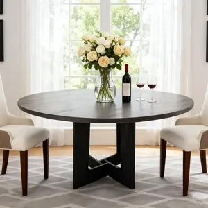 Round Dining Table for 4, Wooden Dining Room Table, Circle Kitchen Table for Home Dining Room Kitchen, Living Room, Apartment