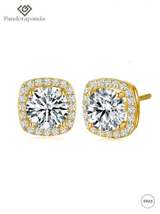 S925 Silver Cushion Cut Moissanite Earrings Double Shine Commuter Jewelry Elegant Ear Studs for Daily Wear Sparkling Accessories