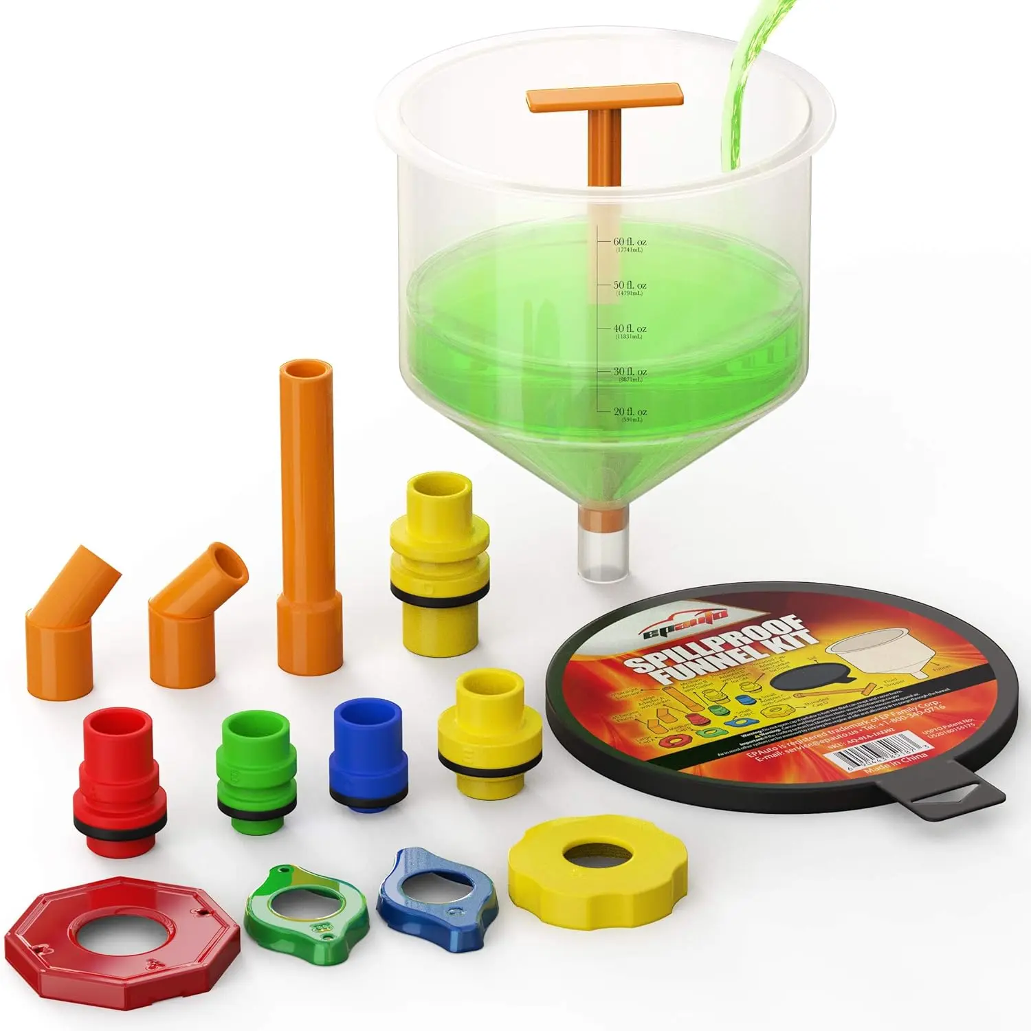 Universal Spill-Proof Splash-Proof Radiator Coolant Filling Funnel Kit for Automotive & Motorcycle Car Repair Assembly-Disassembly Tools