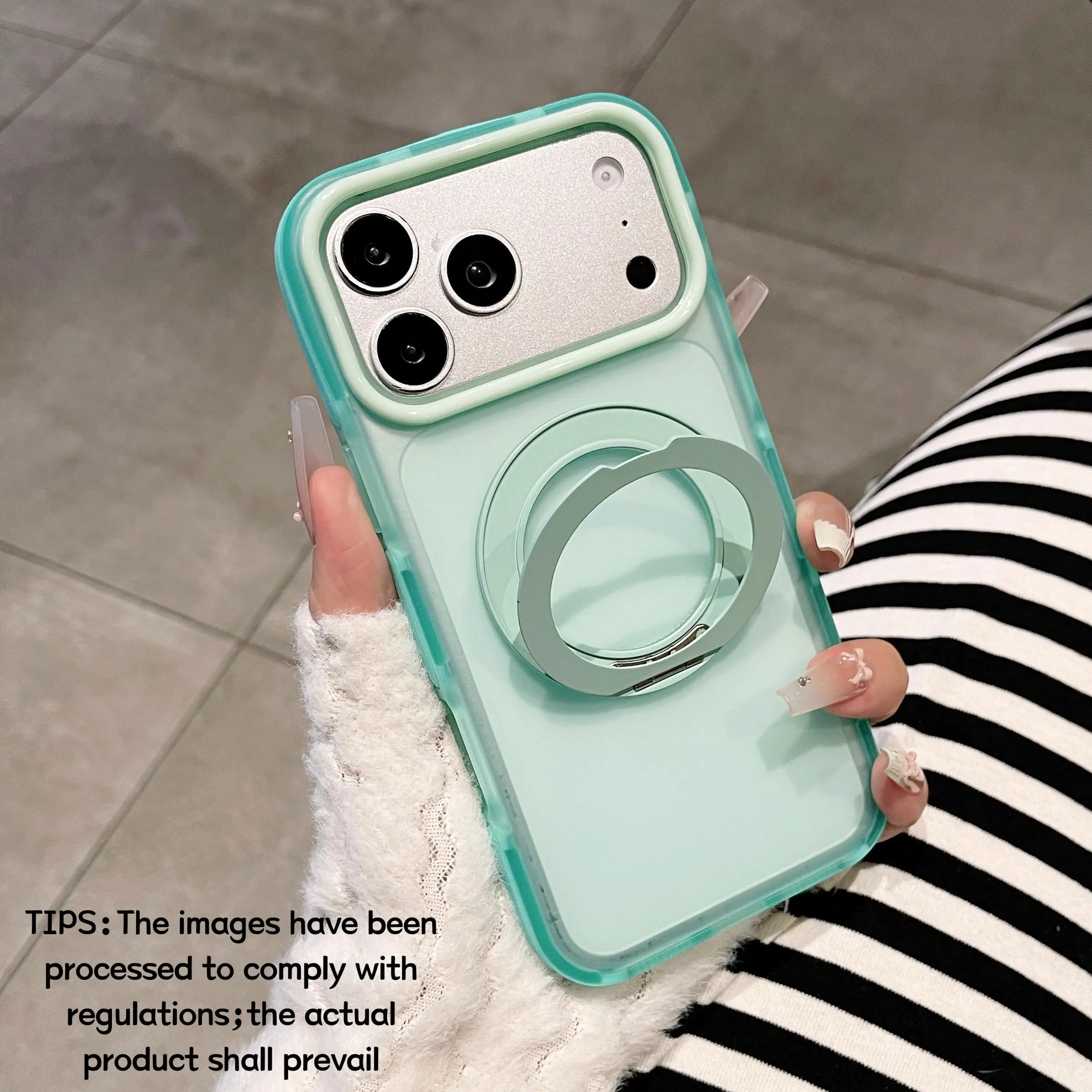 Two-tone semi-transparent frosted & magnetic metal bracket phone case,for iPhone 13/14/15/16/17 Pro/Pro Max,meets multiple practical needs for wireless charging,car mount,and video watching,stylish protective cover,unique design suitable for daily use