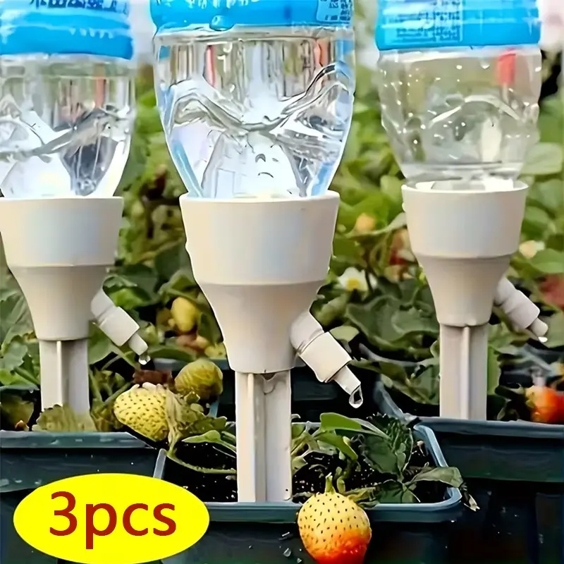 3-Piece Automatic Plant Irrigation System, Adjustable Water Flow, Battery-Free, Compatible with Standard Bottles, Ideal for Home & Garden