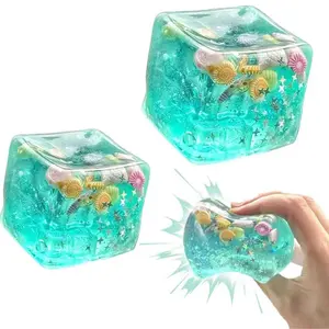 2-Pack Ocean Shell Ice Cube Stress Balls, Unisex Anxiety Relief Toy, Squeeze Stress Ball, Office Essential, Creative Outlet, Cute Pressure Release Tool