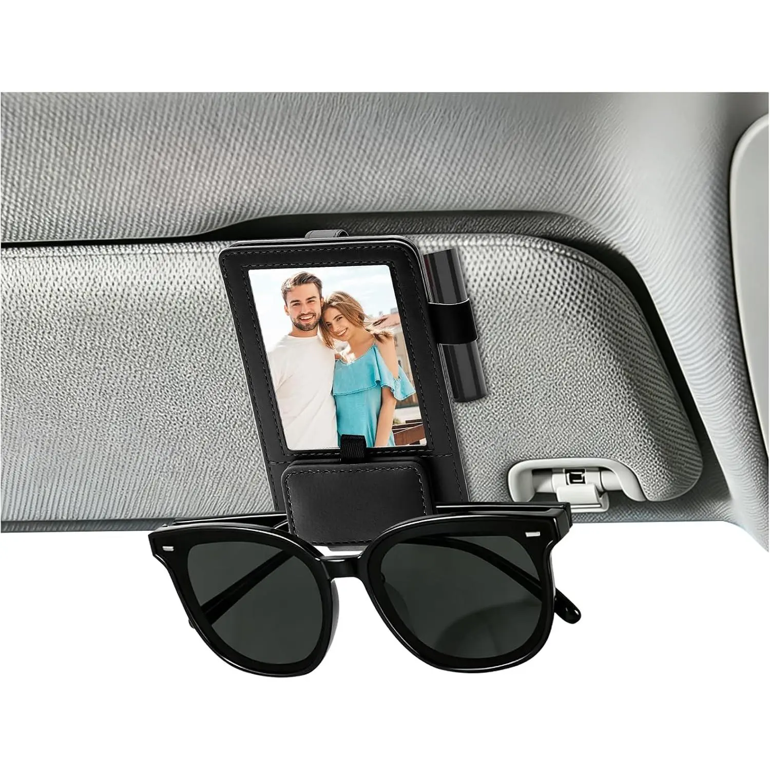 3 in 1 Sunglass & Photo Holder for ,  Visor Sunglasses Holder Clip, Sunglass Holder with