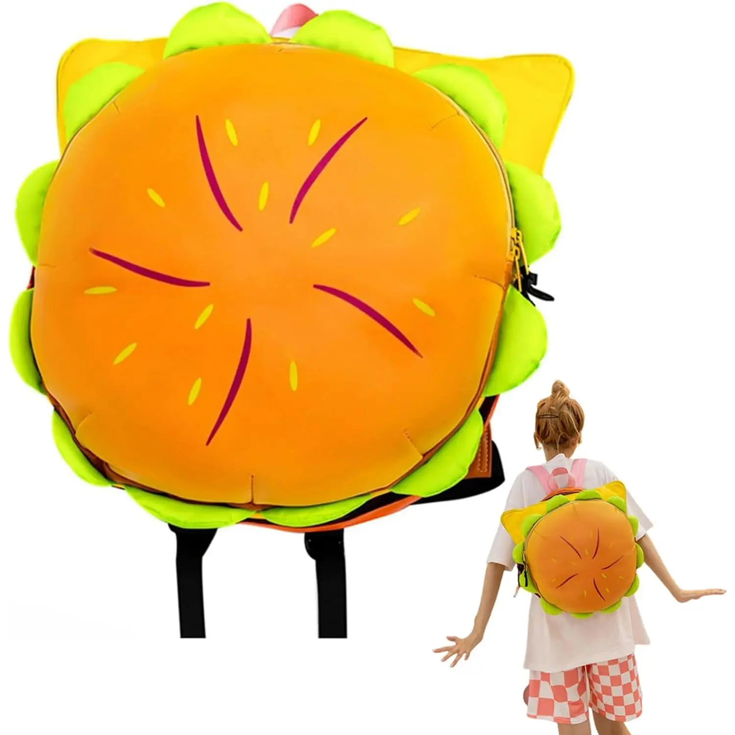 Cheeseburger Backpack Multi-compartment Universe Hamburger Backpack, Cheese Burger Backpacks Crossbody Bag