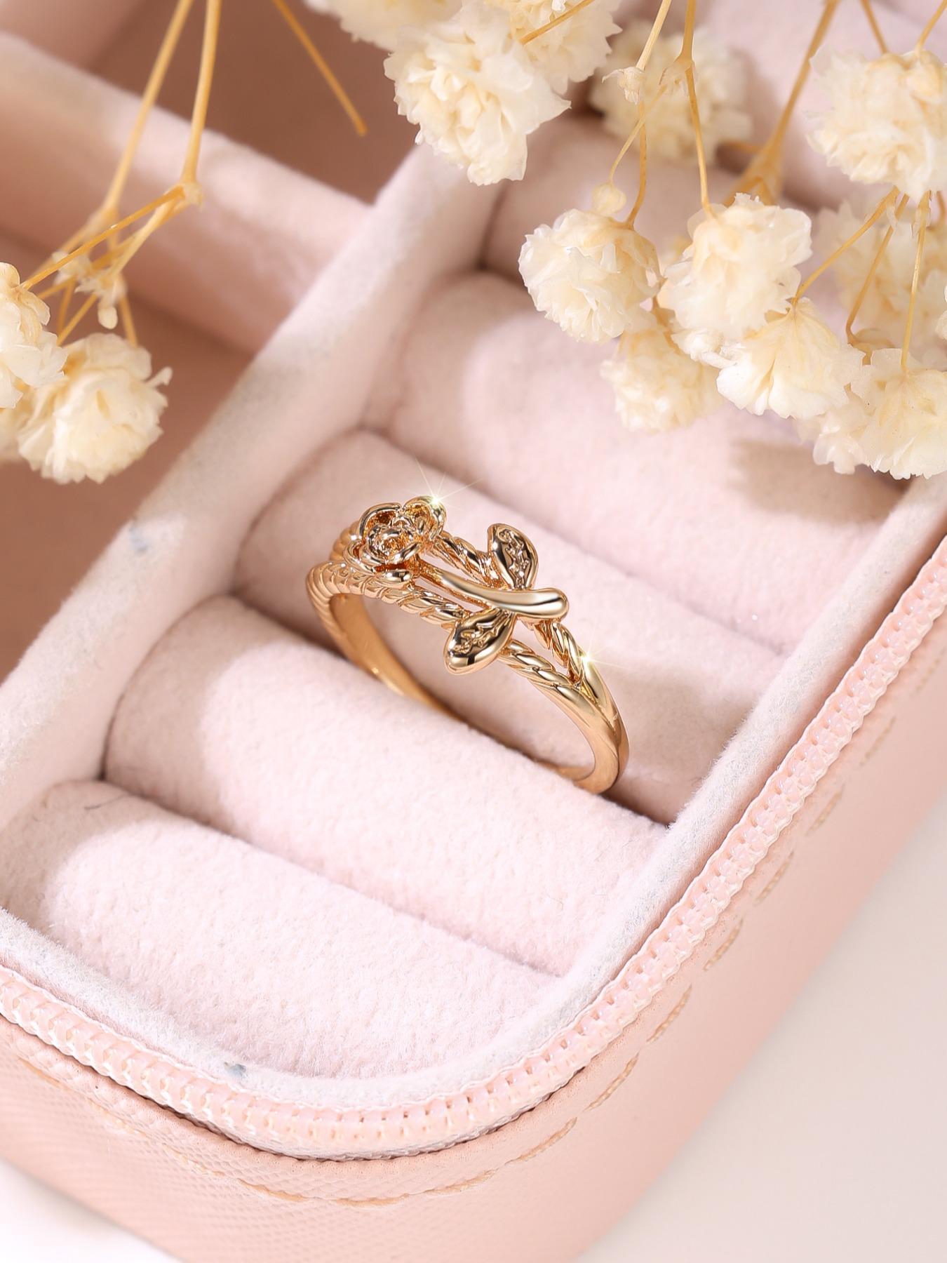 2024 Summer Women's Vintage Rose Design Promise Ring, Trendy All-match Ring for Daily Decoration, Fashion Exquisite Jewelry for Women As Birthday Gift, Valentine's Day, Gift, Statement Rings