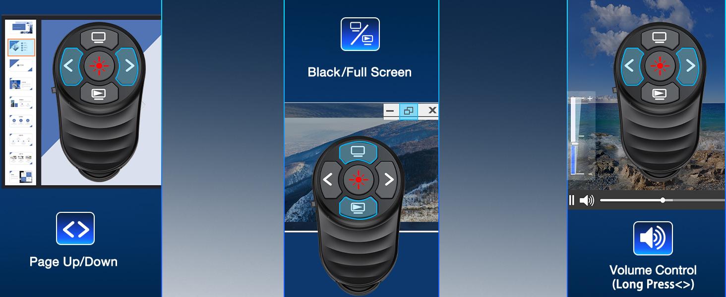 2 in 1 Presentation Clicker with Laser Pointer Finger Ring Clicker Rechargeable Presentation Clicker Long Distance PPT Clicker Remote Wireless Clicker Laser Pointer for Classroom Teacher Projector