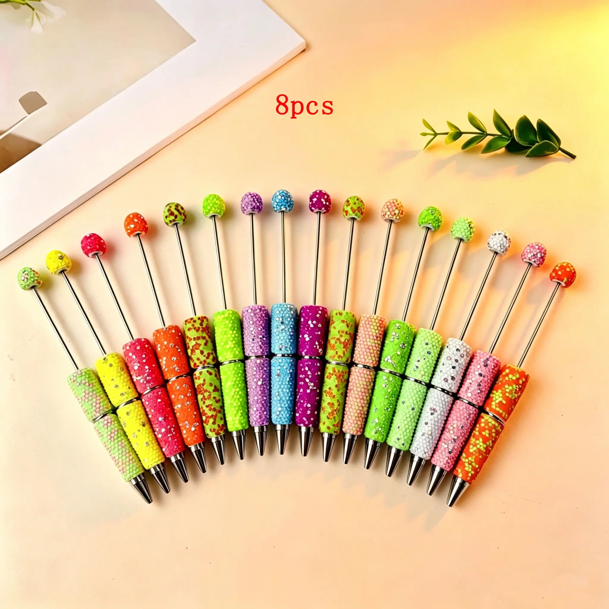8-Pack DIY Fluorescent Ab Full Rhinestone Ballpoint Pens, Aesthetic Pens, Cool Pens, Ink, Creative Holiday Stationery, Elegant Design, Office Essentials, Fashionable Gift