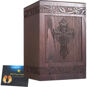 Cremation Urns for Human Ashes Adult Male Female, Wooden Carved Urn Box for Men Women Child, Pets Cat Dog Urn, Burial Funeral Memorial Urns for Ashes