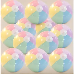 12 Pcs Bulk Pastel Beach Balls, 10 Inch Jumbo Inflatable Balls – Macaron Pastel Color for Baby Shower, Birthday, Summer Swimming Party Decorations, Favor, Water Games
