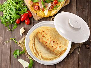 Ceramic Tortilla Warmer, 8.5 Inch Embossed Taco Holder with Lid, Microwave and Oven Safe Tortilla Storage Container for Mexican Party Tuesday Night, Hold up to 12 Tortillas, White