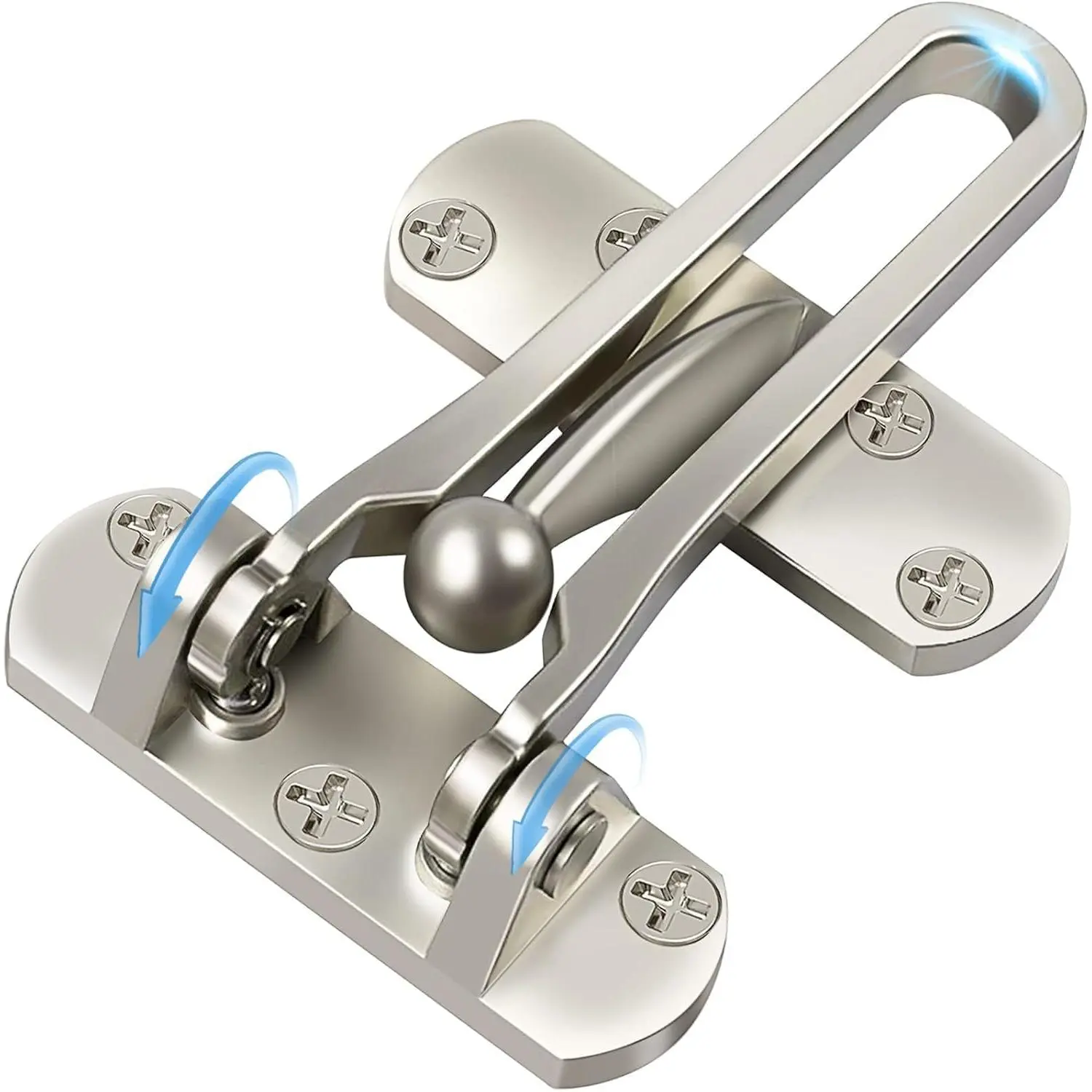 Door Lock Latch for   - Swing Bar Door Guard for Front and Inside Door, Safety Childproof Reinforcement Door Stopper for   Hotel Apartment, Thicken Aluminium Alloy Nickel Satin