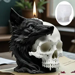 A Realistic Silicone Mold for A Wolf Head Skull Candle, Reusable and Easy To Demold, Suitable for Aromatherapy Candles, Resin, Clay, Soap Making, Gypsum Crafts, Halloween Gifts, Halloween Decorations