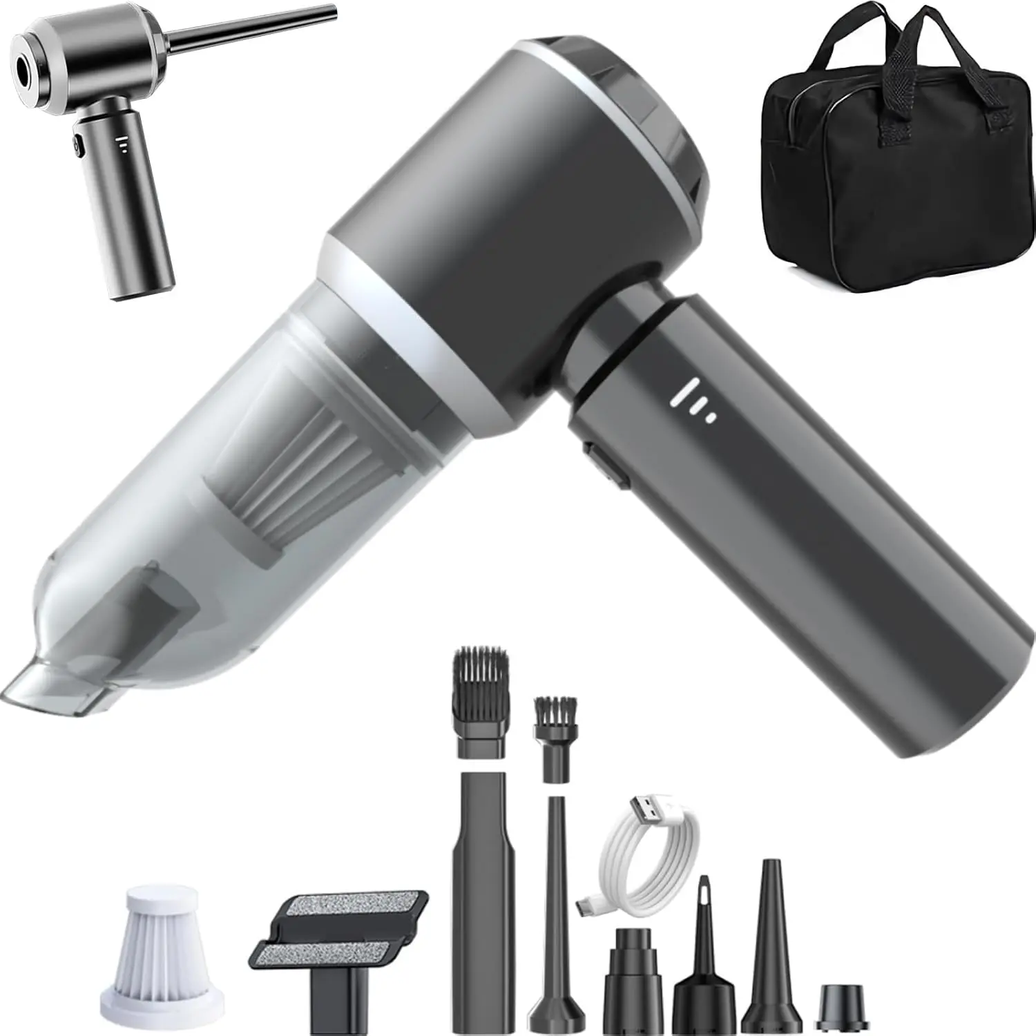 Cordless Handheld Vacuum Cleaner - 20kPa Suction, 20kpa Suction, Rechargeable, Lightweight, Compact, HEPA Filter, 6000mAh, Air Duster for Car Interior, Desk, Office Use, Ideal for Men, Multi-Tool
