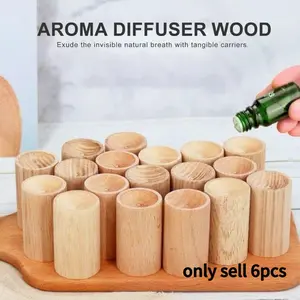 6 Counts Charcoal Wooden Diffuser, Best Hand-Crafted Wick Essential Oil Diffuser made of eco-friendly wood