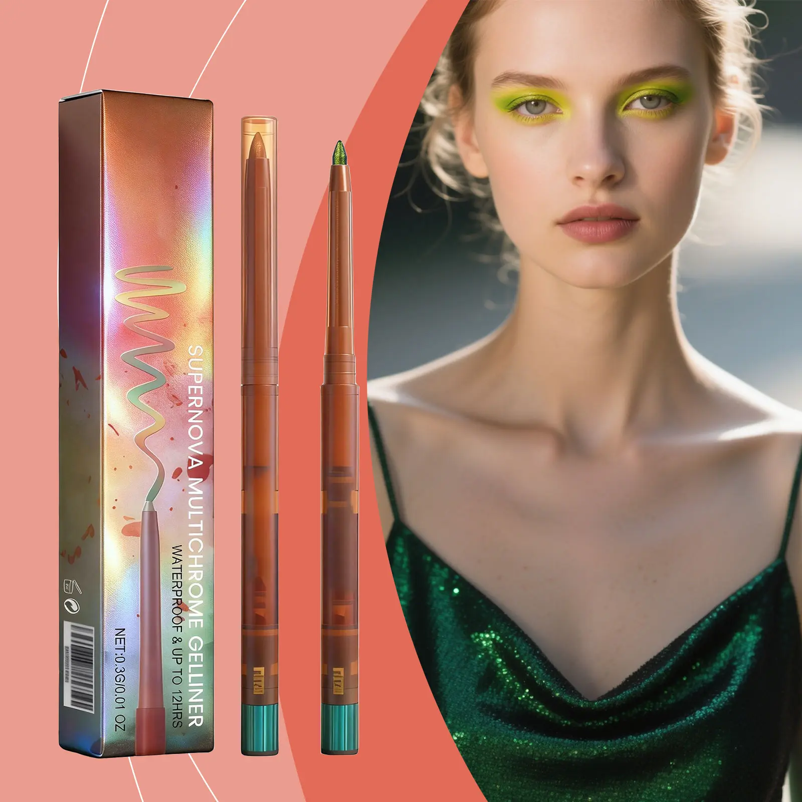 MOSMIA Color-Shifting Eyeliner Gel Pencil #01, Unique Eye Makeup Look, Smooth Lines, No Skipping & No Smudging, Shimmer Color-Changing Cosmetic