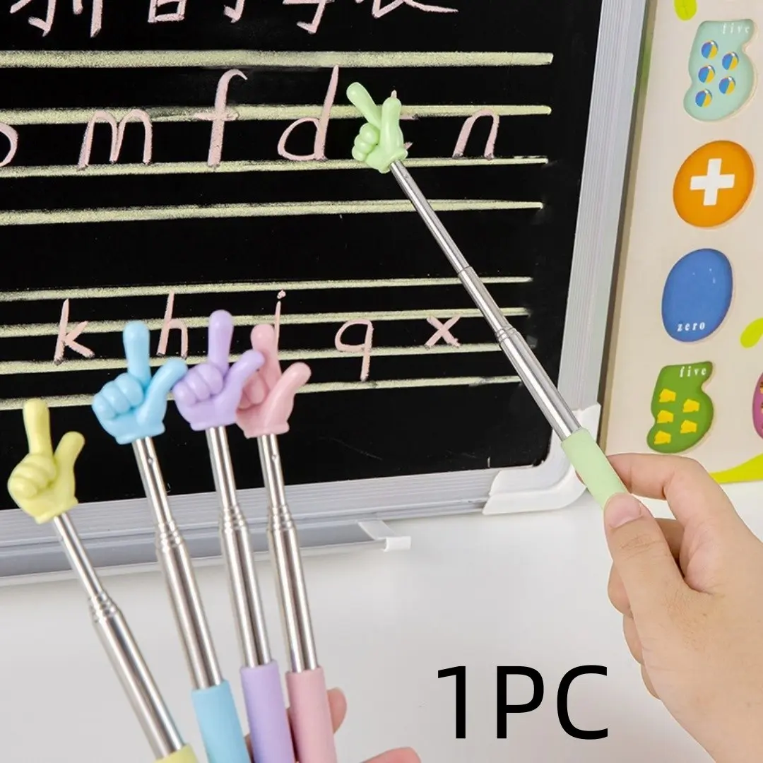 Retractable Teacher Pointer Stick Handheld Teaching Pointer For Classroom Blackboard Whiteboard Reading Guiding Home School Teaching Supplies Finger Shaped Teaching Stick