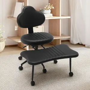 Ergonomic Cross Legged Chair, Adjustable Meditation Chair with Wheels & 360° Swivel, 360° Swivel Yoga Chair with Lumbar Support, Active Sitting Desk Chair for ADHD Users Home Office
