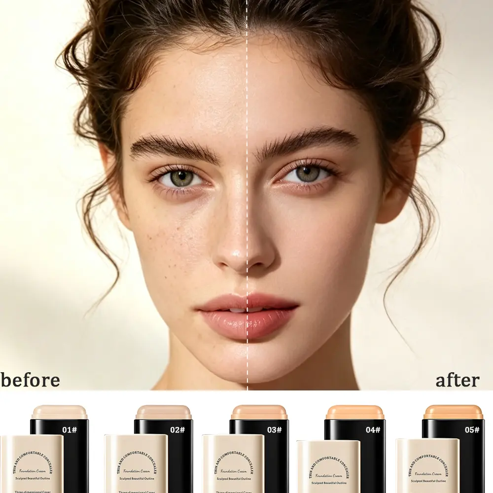 Concealer Foundation Cream, Moisturizing Light Texture Longwear Face Makeup, Buildable Coverage Foundation to Hide Spots & Freckles, Natural Skin Finish