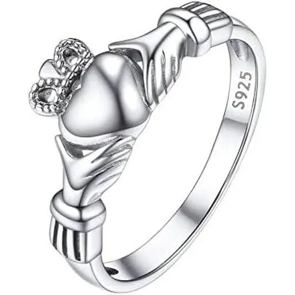 Women's 925 Sterling Silver Claddagh Ring - Celtic Knot Design, Irish Wedding Band, Rose Gold/Gold Plated, Sizes 4-12, Comes with Gift Box, Engagement Rings, Stacking Rings