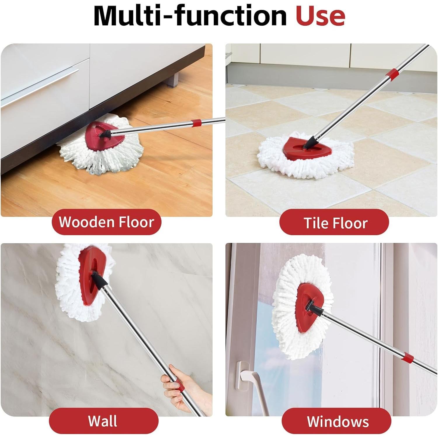 Spin Mop Replace , Base, Handle Compatible with O Cedar EasyWring Microfiber Spin Mop, 4 Mop Refills Replacement Heads, 30-58in Mop Handle and 1 Mop Base Combo Set (White (1-Tank System)) Spin Mop Replace , Base, Handle Compatible with O Cedar EasyWring Microfiber Spin Mop, 4 Mop Refills Replacement Heads, 30-58in Mop Handle and 1 Mop Base Combo Set (White (1-Tank System))