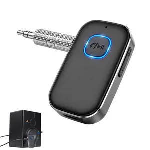 Bluetooth Car Adapter, Hands-Free Call & Noise Cancelling AUX to Bluetooth Adapter for Car, 3.5mm Audio Blue-Tooth Receiver for Cars Stereo Home Speaker - 15H Battery Life