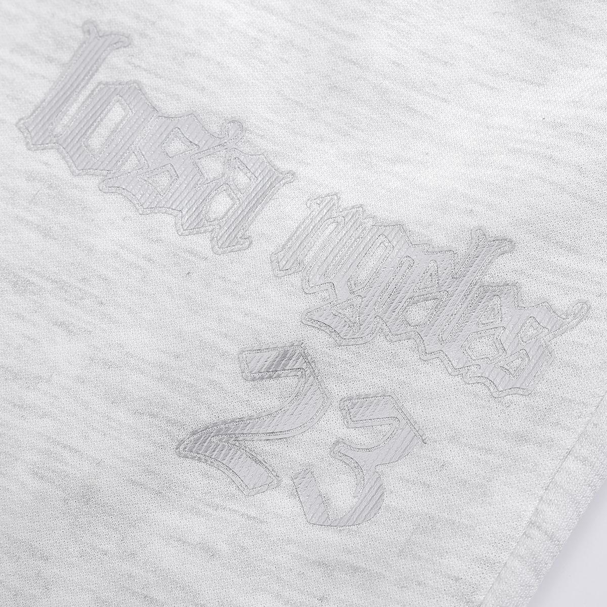 Cloud-Soft Loungewear Mens Heather Grey Baggy Wide Leg Sweatpants Casual Drawstring Elastic Waist Relaxed Fit Trousers with Gothic Letter Print for Home Relaxation and Daily Wear