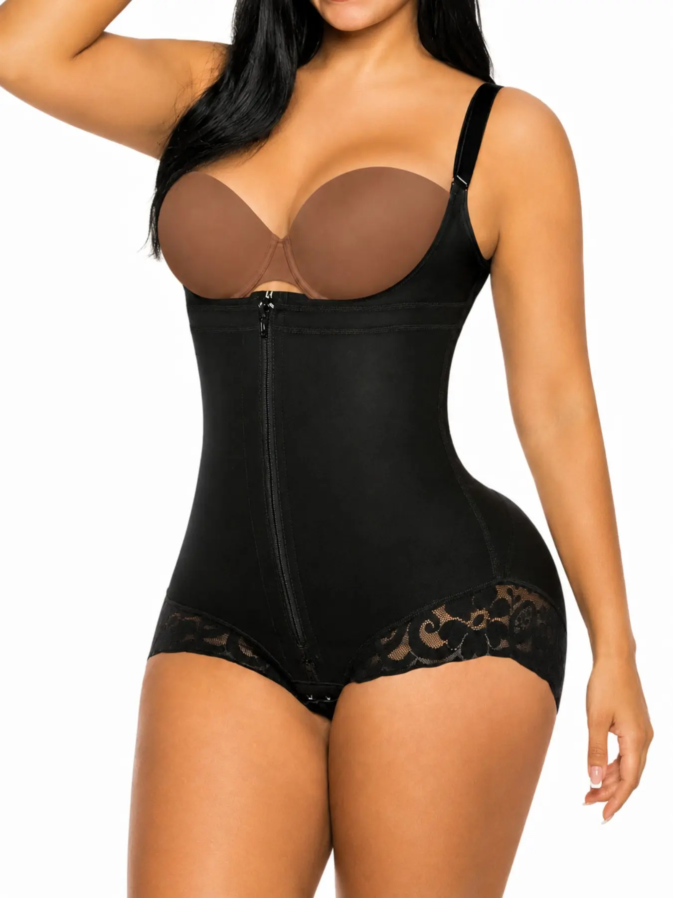 1 Count Women's Secure Zipper With Inner Single Hook Body Shaperwear, Colombian Shapewear, Butt Lifting & Tummy Control, Fit Body Shaper, Adjustable Strap Supportive Shapewear, Crotch Hook Closure Comfort Bodysuit, Great For Active Lifestyle