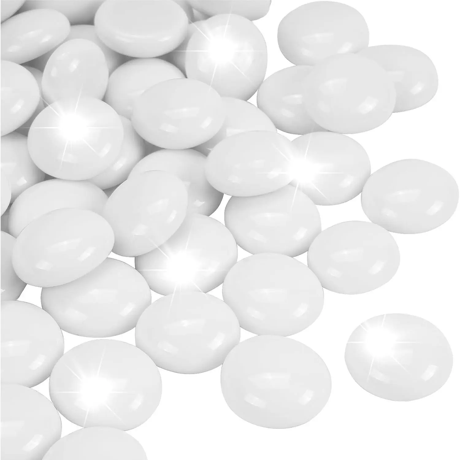 1LB White Flat Glass Marbles - Glass Pebbles, Vase Filler, Fish Tank Decor, DIY Crafts Accessory