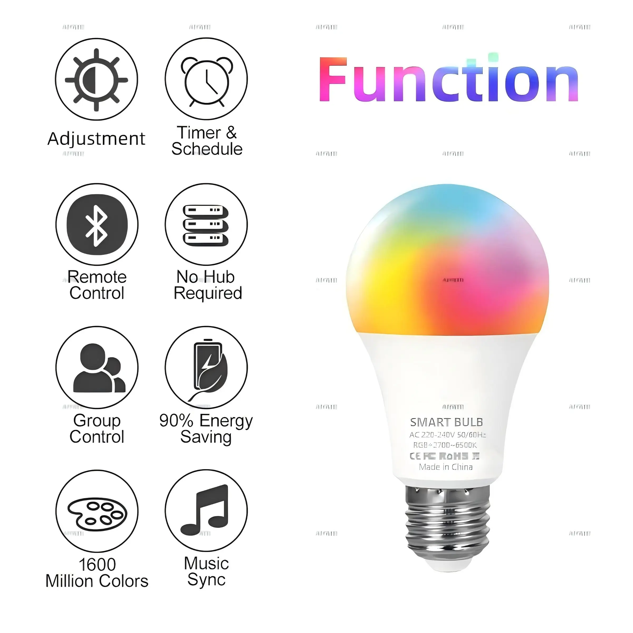 1/2/4pcs Tuya Bluetooth-compatible LED Bulb Dimmable 15w 18w E27 B22 220v, Rgbcw Color Change, Smart Life APP Control, Music Rhythm Timing, Atmosphere Light