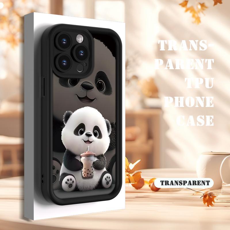 Case Designed for iPhone 16 Pro Max 15 Plus 14 13 Mini 12 11 X XR XS Creative Panda Pattern Design Drop Protection Anti-Scratch Silicone Soft Phone Cover Gift for Girls and Women