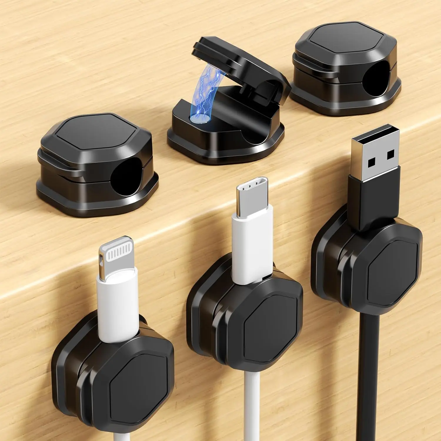 6 Pack   Clips,  Smooth Adjustable Cord Organizer Holder,  Phone   Keeper,  Adhesive Wire Charger Holder for Nightstand, Desk, , Office Supplies