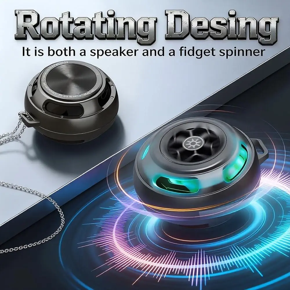 Bluetooth-compatible 6.0 Fidget Speaker, Metal Rotary Sound Toy, Anxiety Relief Gift, High-Quality Audio, Table Mount, Lithium Ion Battery