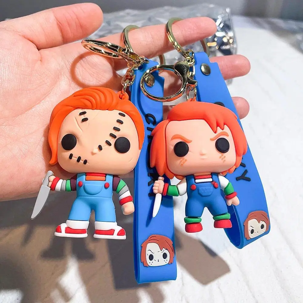 2026 Hot Unisex Mini Plastic Horror Cartoon Character Chucky Doll Pendant Keychain, Punk Jewelry Gifts for Bag/Car, Wholesale Classic Novelty Toy, Cute