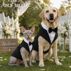 Pet Tailcoat Dress Set (scarf + Suit Vest), Dog Cat Universal, Self-Tie Tie, Elegant, Soft Breathable, Perfect for Pet Weddings, Birthdays, Parties