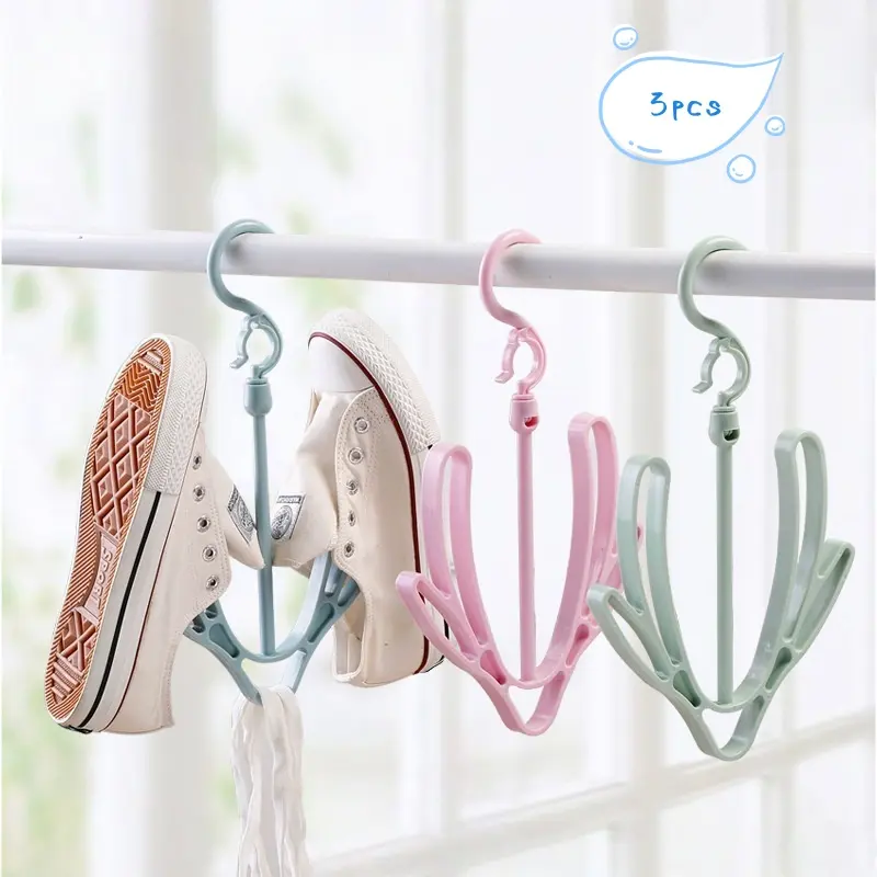 Space-Saving Outdoor Shoe Rack with Hooks, Durable Plastic Design, Efficient Dryer for Balcony Storage, Perfect for Organizing Shoes