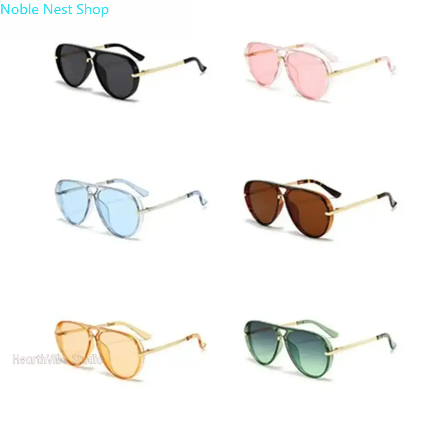 Women’s Retro Oversized Classic Aviator Sunglasses with UV400 Lens - Casual Fashion Accessory, Available in Neon Green, Black, Pink, Blue, Red, Brown for Daily Wear, Protective