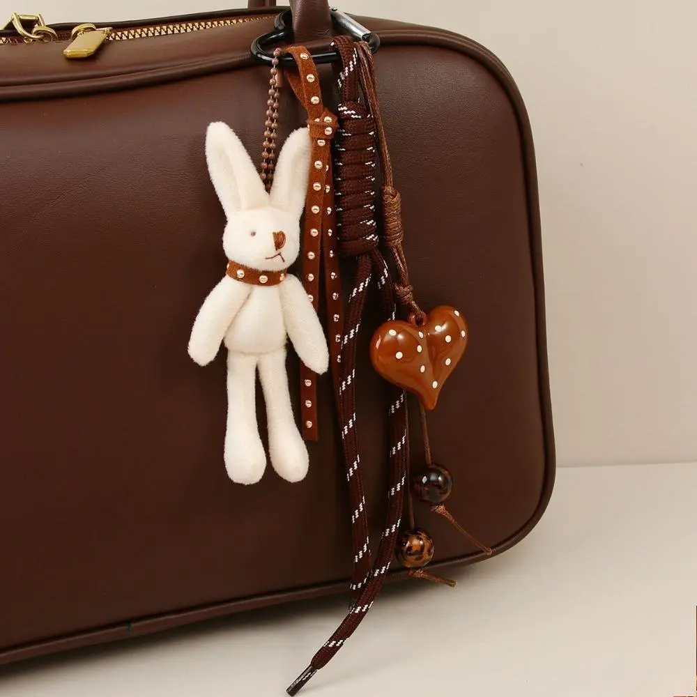 Adorable 3D Rabbit Keychain with Love Symbol, Girly Bag Pendant Full of Feminine Charm, a Trendy Must-Have for Fashion Girls, Adorable 3D Rabbit & Heart, Miu, Portable Keychain Charms & Twillies, Bag Charm