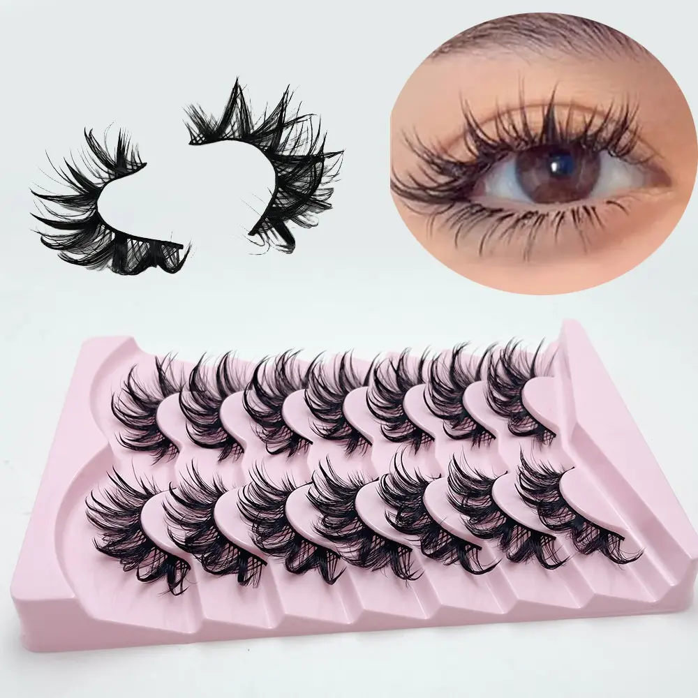 7 Pairs Anime Character Role-Play Lashes, Lightweight Dense Doll Style, Fairy Wind, Natural Fine Style, Spiky Comic Lashes, 19mm Length