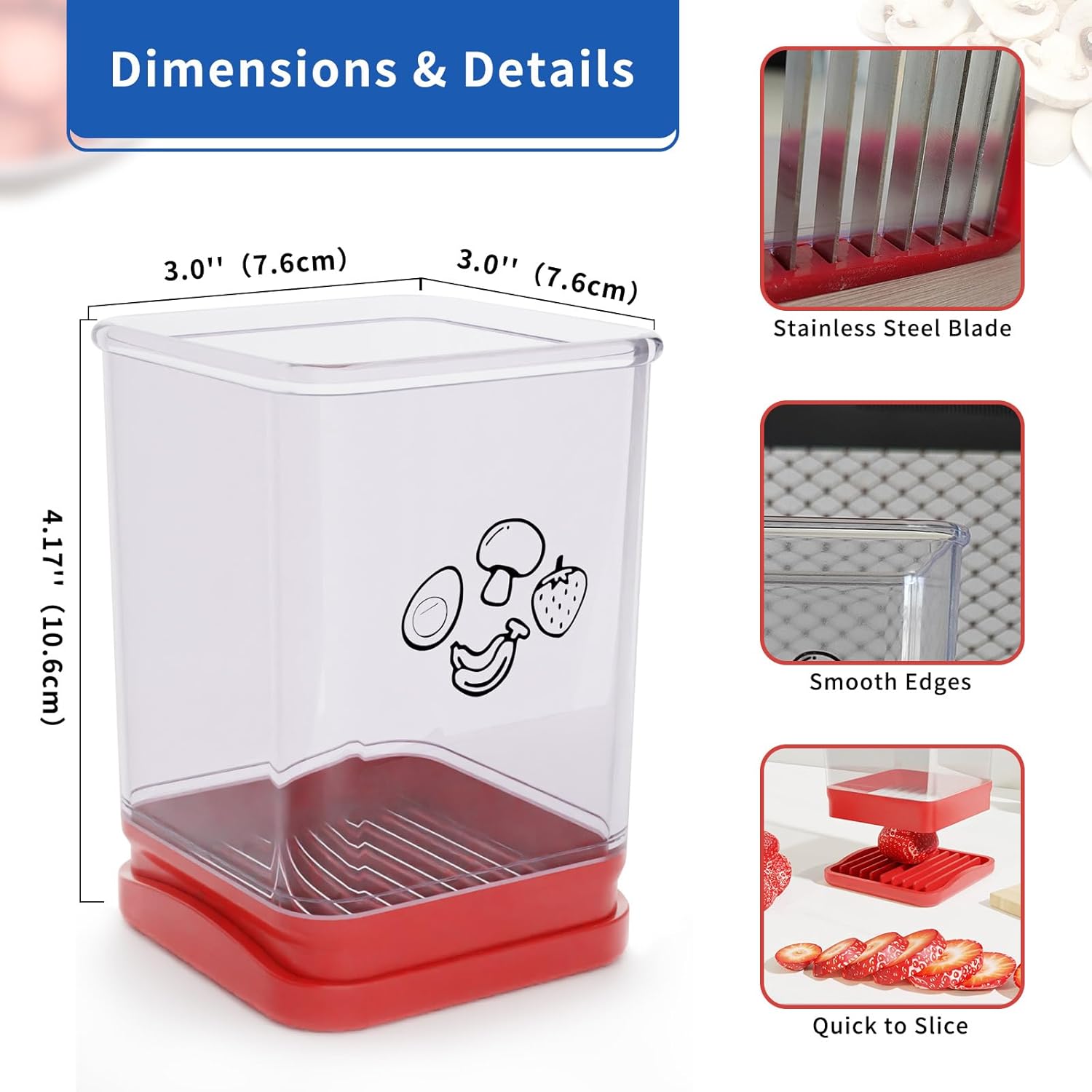 Multifunctional Fruit and Vegetable Slicer, Portable Cup-Style Kitchen Slicer and Egg Cutter with Stainless Steel Blade, Strawberry and Vegetable Cutting Tool