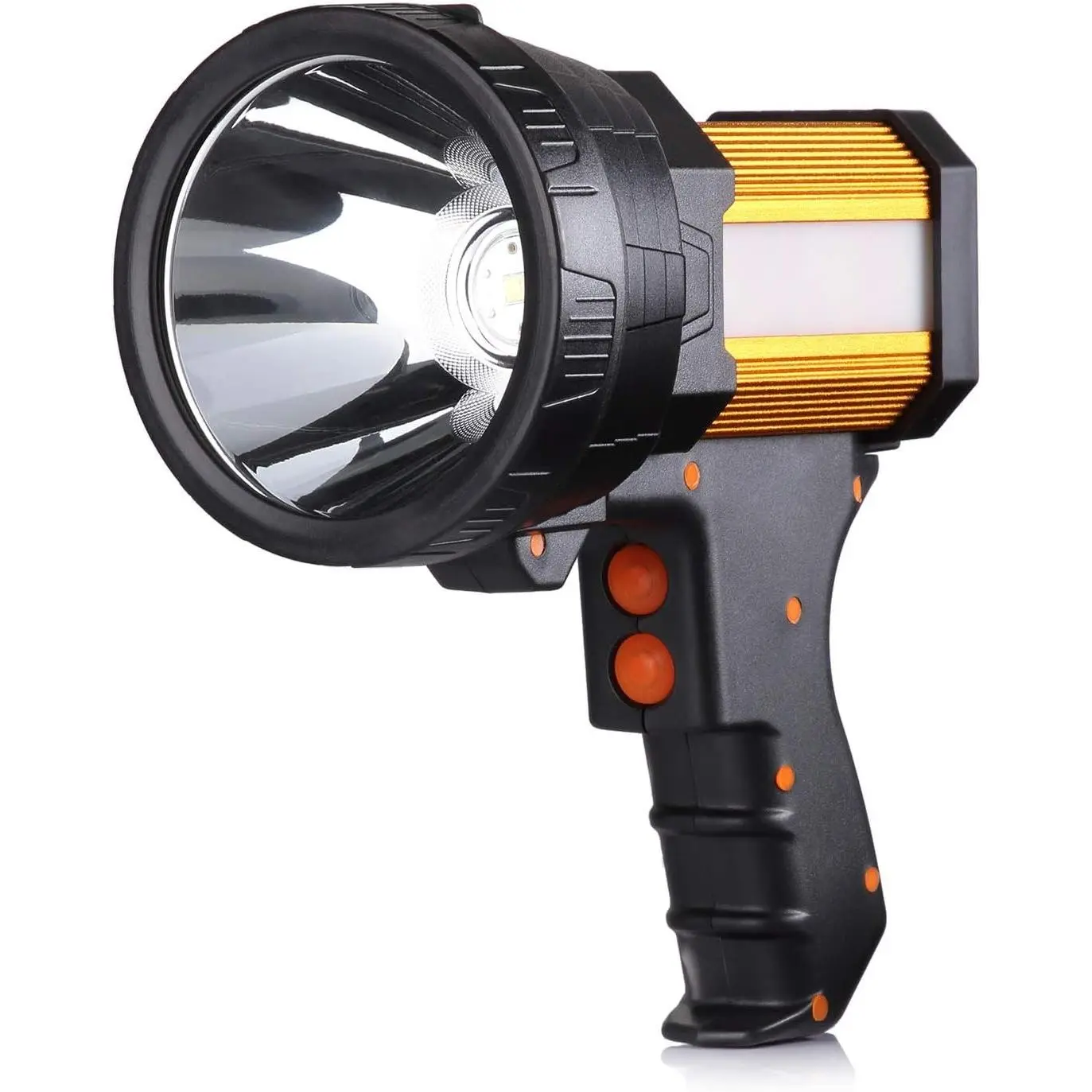 Rechargeable Spotlight, 2000000 Lumens Handheld High Lumen Large Flashlight, Lightweight and Super Bright Spot Light (Aluminium Alloy Golden)Gift