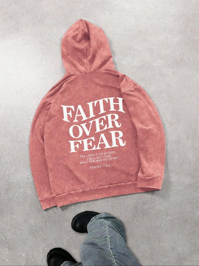 Men's Street Style Graphic Print Washed Distressed Drawstring Hoodie, Casual Comfy Long Sleeve Kangaroo Pocket Design Hooded Sweatshirt for Daily Wear