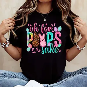 Oh my gosh, Easter Bunny Cotton T-Shirt Women's Casual Crew Neck Short Sleeve Regular Fit Summer Top Stylish Printed T-Shirt for Easter Party Fun Holiday Wear