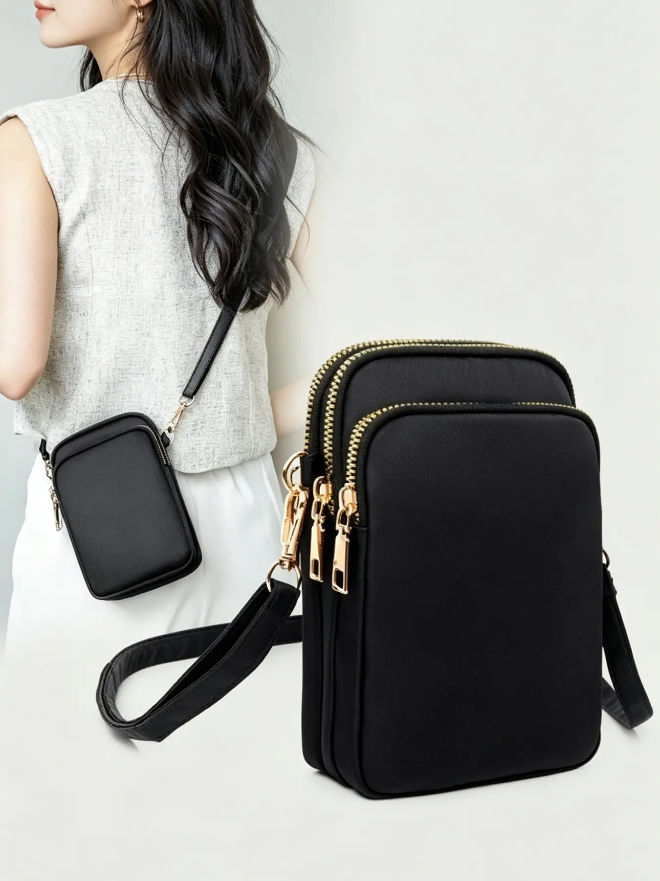 Minimalist Oxford Fabric Crossbody Phone Bag, Multi-Pocket Lightweight Phone Wallet, Women's Casual Small Shoulder Handbag, Daily Shopping Travel Outdoor Use
